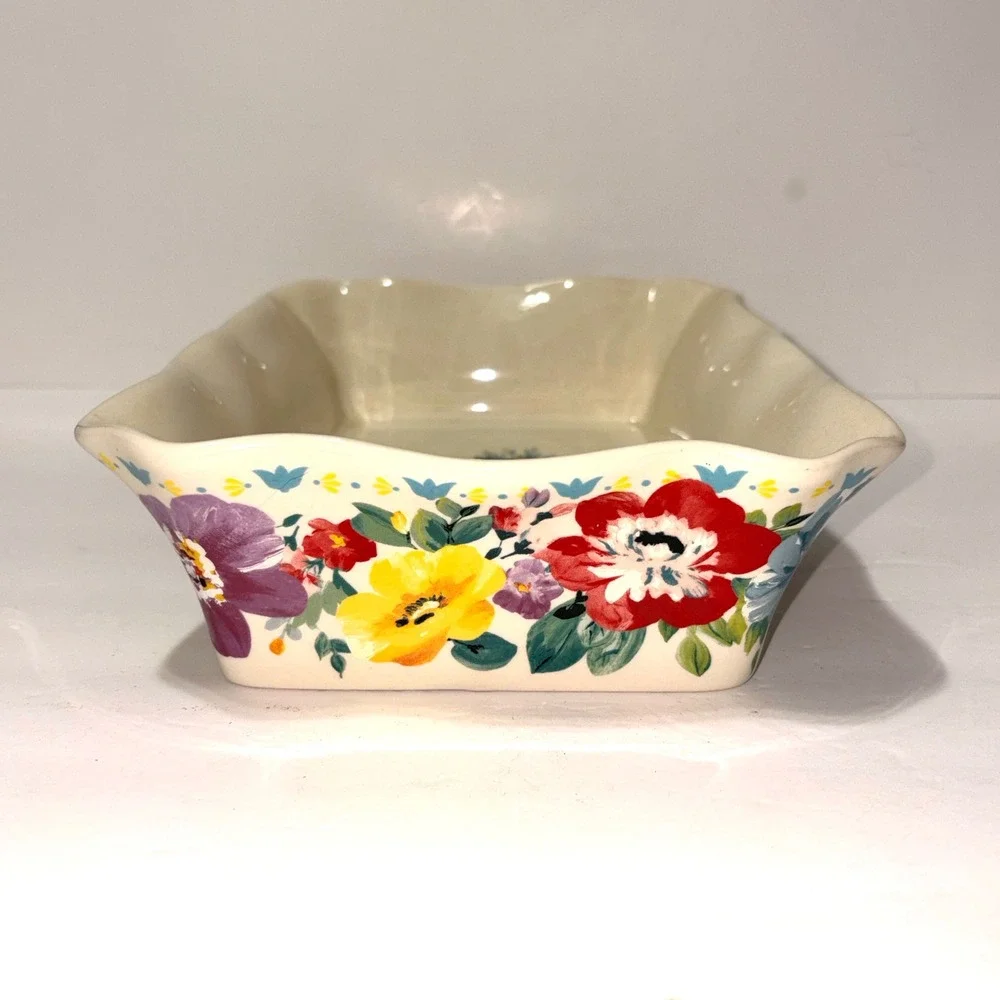 Pioneer Woman Flea Market Floral Oblong Baking Dish Ruffled Casserole 12x8 Baker
